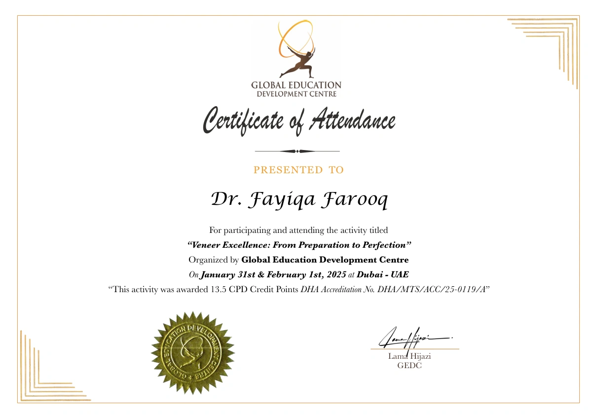 Veneer Excellence: From Preparation to Perfection, GEDC Clinical Training Centre, UAE